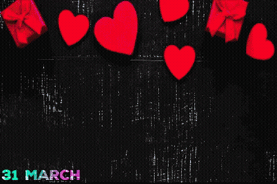 Black Background With Hearts And Gifts 31 March GIF