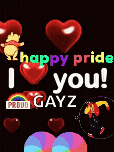 Black Background With Hearts Happy Pride I Love You GIF