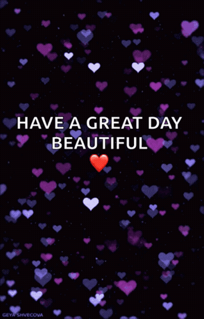 Black Background With Purple And White Hearts Have A Great Day Beautiful GIF