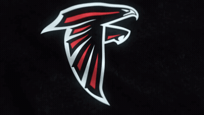 Black Background With Red White And Black Falcons Logo GIF