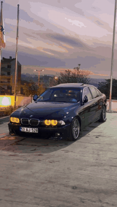 Black BMW With License Plate 53 AJ 528 GIF