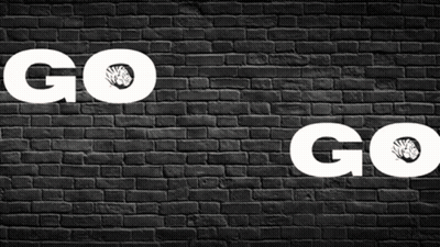 Black Brick Wall Saying Go Go GIF