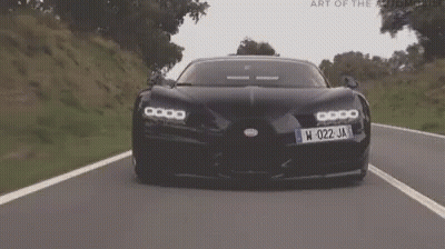 Black Bugatti With License Plate W-022-JA GIF