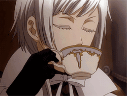 Black Butler Sipping Tea GIF