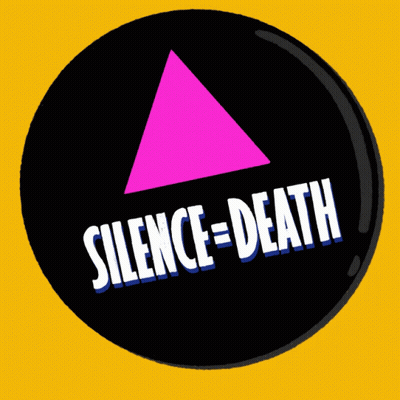 Black Button With Pink Triangle Fight AIDS Act Now GIF