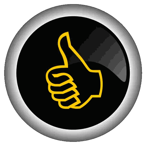 Black Button With Yellow Thumbs Up Sticker
