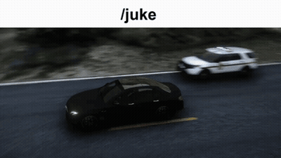 Black Car Driving Beside White Police Car With Juke GIF
