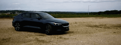 Black Car Parked On Dirt Road GIF