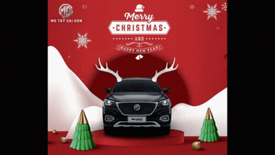 Black Car With Antlers Merry Christmas Happy New Year GIF