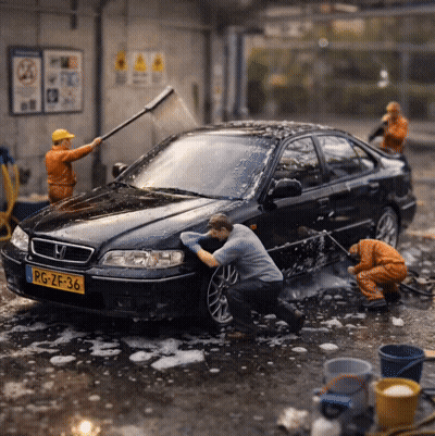 Black Car With License Plate PG-ZF-36 GIF