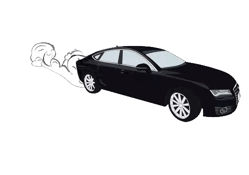 Black Car With Smoke From Tires Sticker