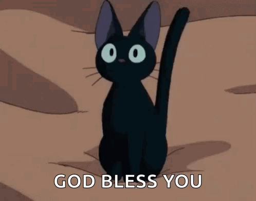 Black Cartoon Cat Waving GIF