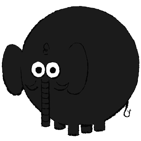 Black Cartoon Elephant With Big Eyes Sticker