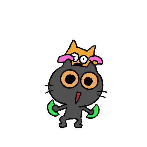 Black Cat And Orange Dog Holding Dumbbells Sticker