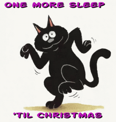 Black Cat Dancing With One More Sleep Til Christmas GIF