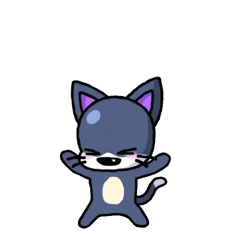Black Cat Dancing With Purple Ears Sticker