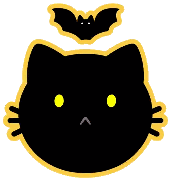 Black Cat Face With Bat Sticker