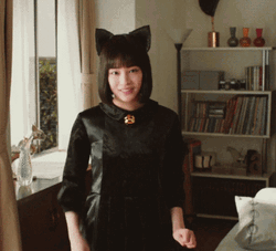 Black Cat Girl Scratching GIF