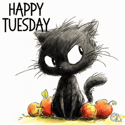 Black Cat Happy Tuesday GIF