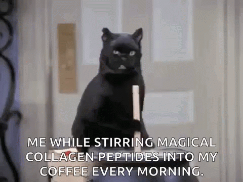 Black Cat Holding Coffee Bottle GIF