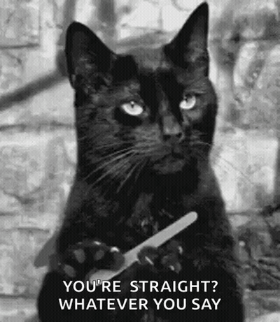 Black Cat Holding Scissors GIF