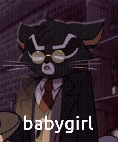 Black Cat In Glasses And Suit Saying Babygirl GIF