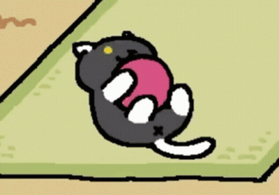 Black Cat Laying On Back Holding Pink Ball GIF