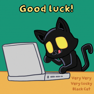 Black Cat Looking At Laptop Good Luck Very Very Lucky Black Cat GIF