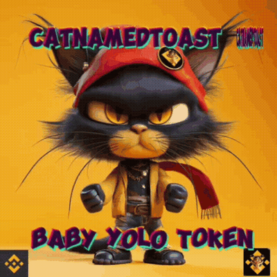 Black Cat Red Hat Scarf Catnamedtoast Baby Yolo Token GIF