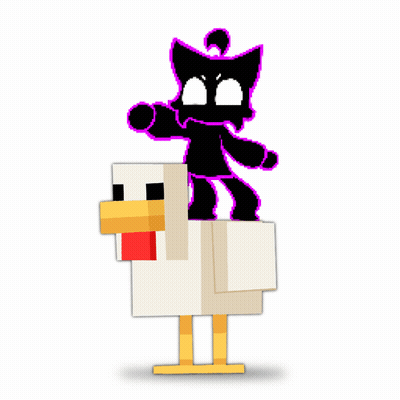 Black Cat Riding Chicken GIF