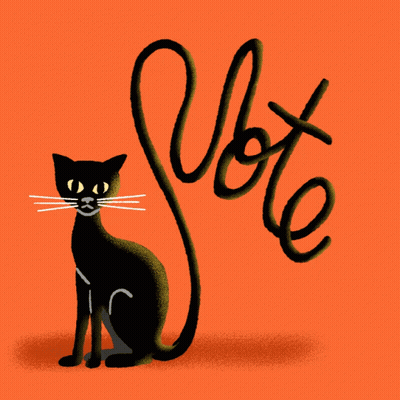 Black Cat Sitting Next To Vote GIF