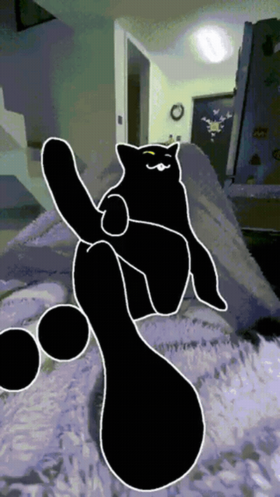 Black Cat Sitting On Blanket GIF