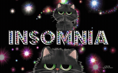 Black Cat Surrounded By Insomnia GIF