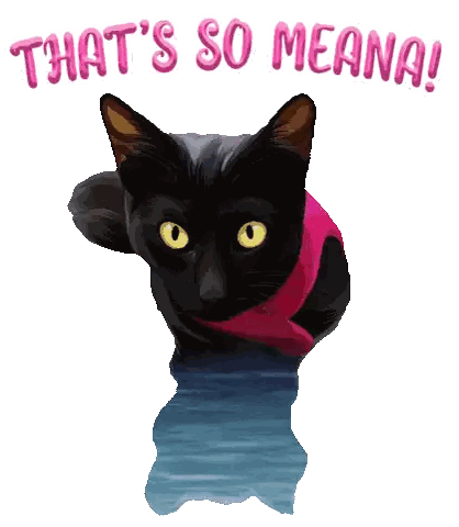 Black Cat Wearing Pink Scarf Mean Words Sticker
