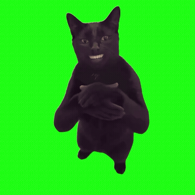Black Cat With Arms Outstretched On Green GIF