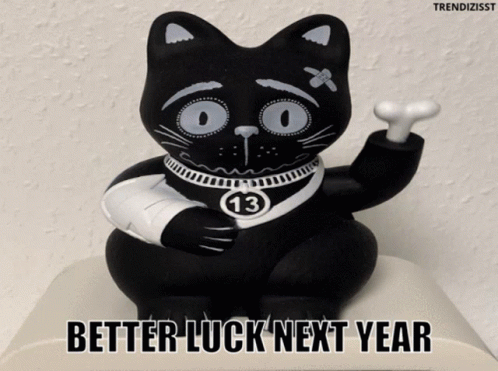 Black Cat With Bandaged Arm Better Luck Next Year GIF