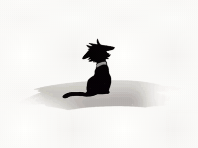 Black Cat With Blue Eyes And Red Tail GIF