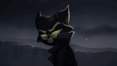 Black Cat With Glasses And Green Eyes GIF