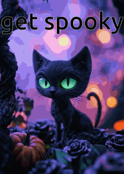 Black Cat With Green Eyes Get Spooky GIF