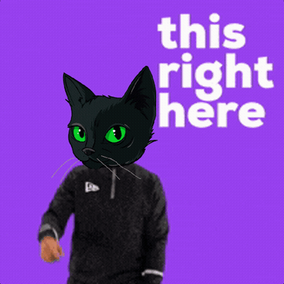 Black Cat With Green Eyes Pointing Up This Right Here GIF