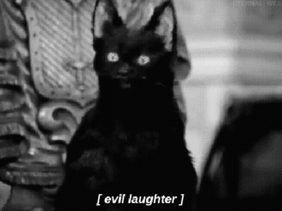 Black Cat With Horns And Evil Laughter GIF