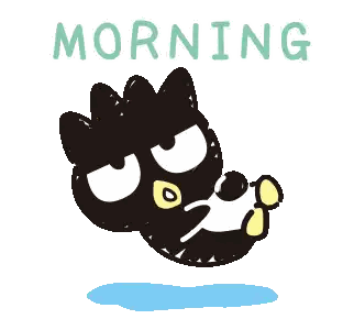 Black Cat With Morning Text Sticker