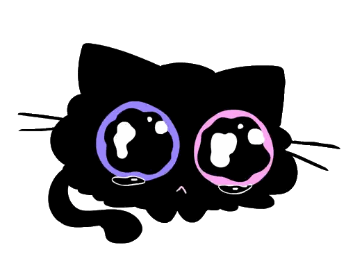Black Cat With Pink And Purple Eyes Sticker