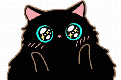 Black Cat With Pink Ear And Blue Eyes GIF