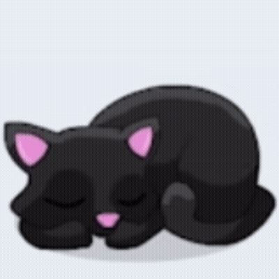 Black Cat With Pink Ears Sleeping GIF