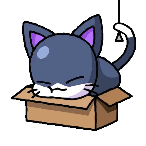 Black Cat With Purple Ears In Box Sticker