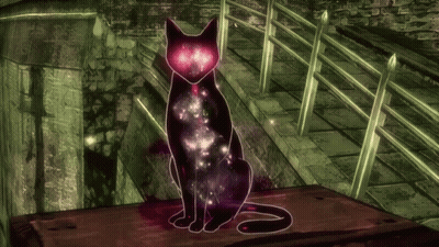 Black Cat With Purple Eyes Sitting GIF