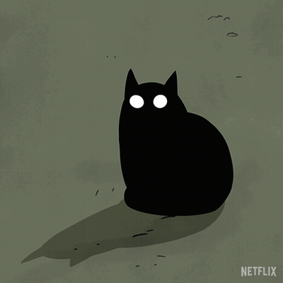 Black Cat With White Eyes On Green Background Netflix GIF