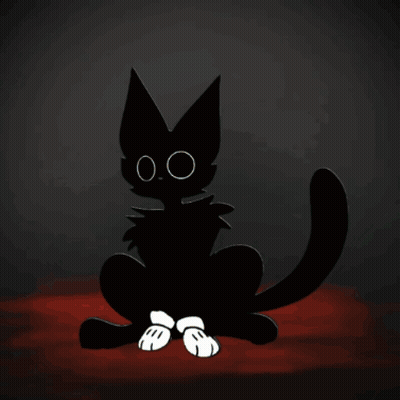 Black Cat With White Gloves On Red Blanket GIF