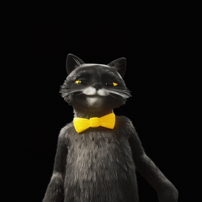 Black Cat With Yellow Bow Tie GIF